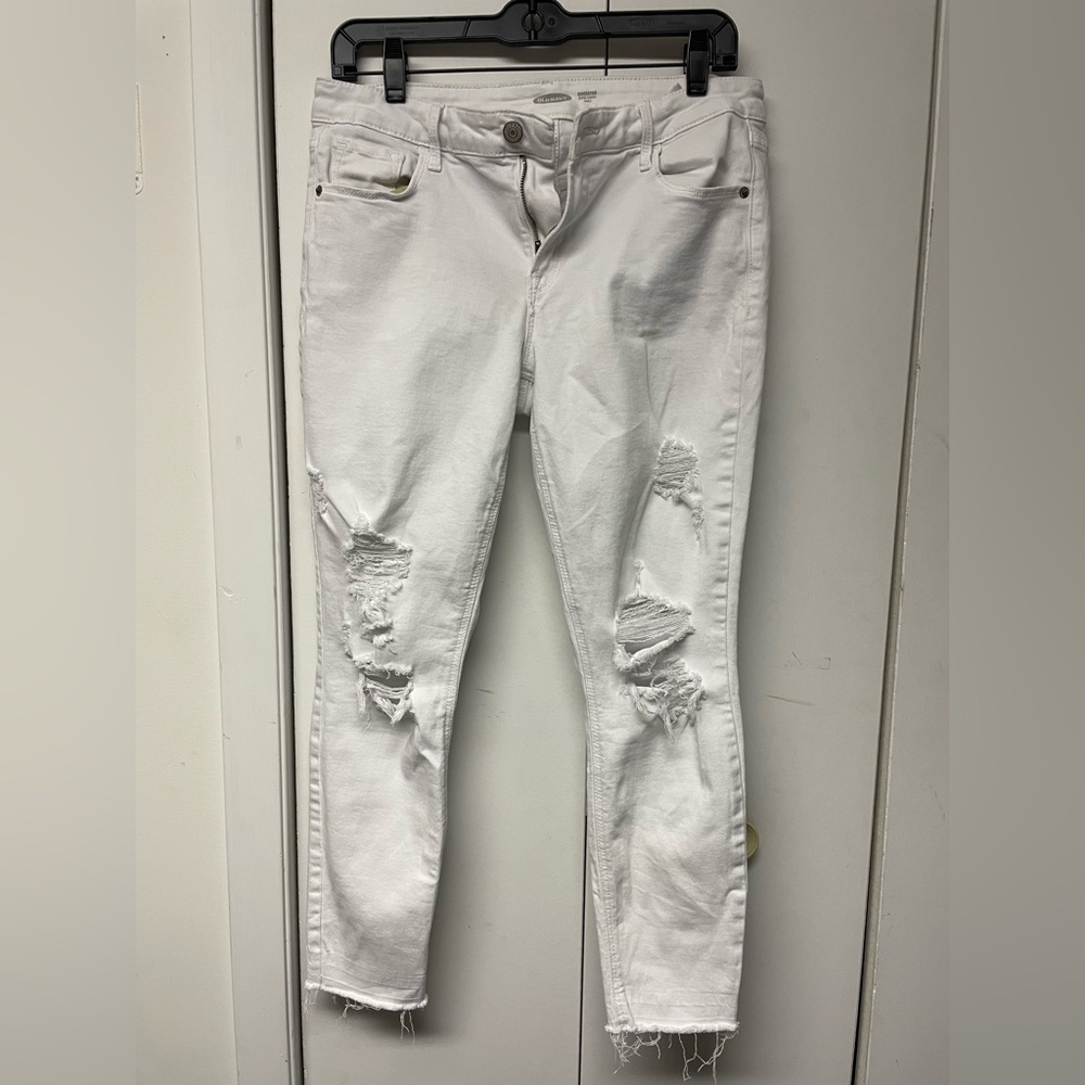 Old Navy Rockstar Super Skinny Distressed Jeans white 10 ankle